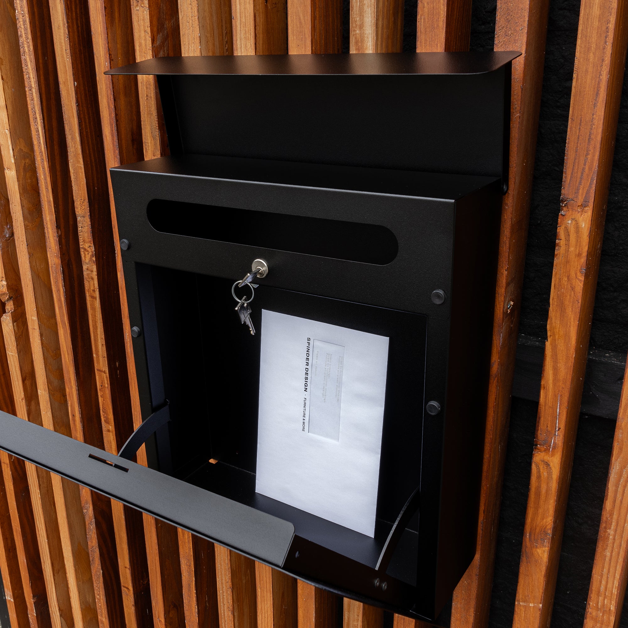 Spinder Design brievenbus Inbox - Zwart - Incl. sleutel