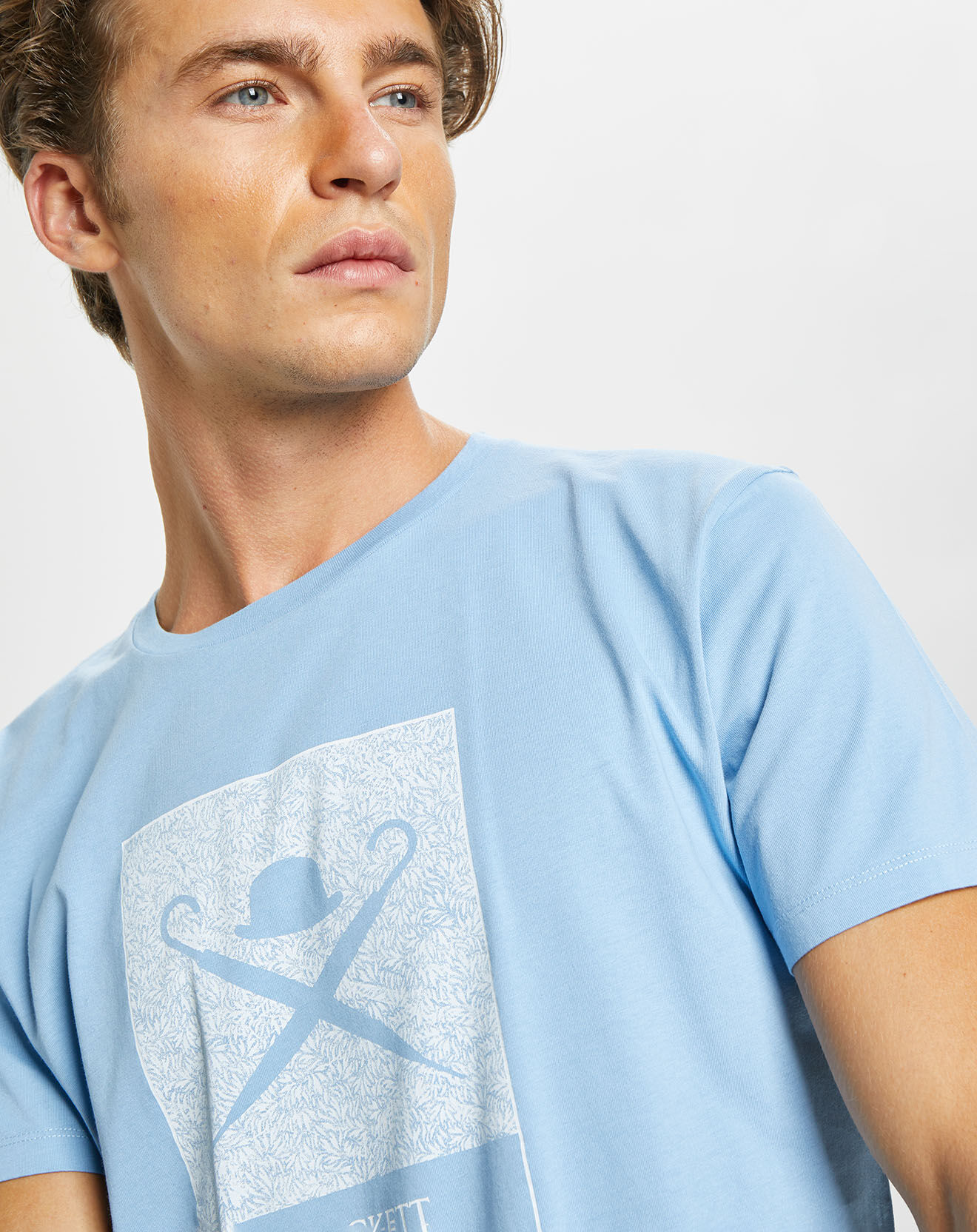 Hackett London T-Shirt Print Body bleu ciel