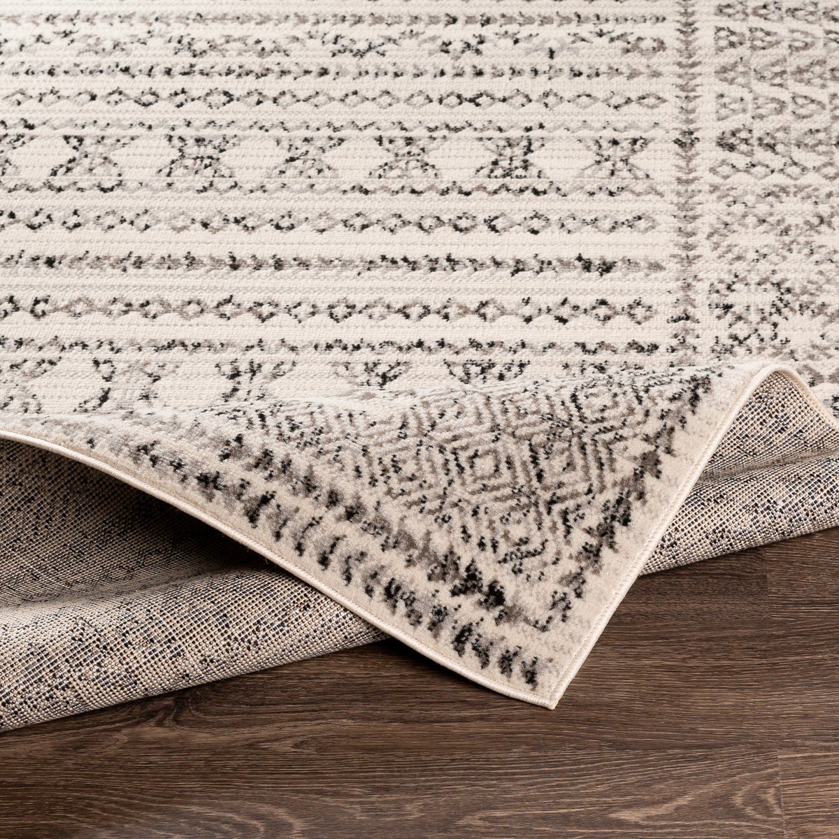 Scandinavisch Boho Halvloerkleed Wit/Zwart 80x220 cm OLIMPIA