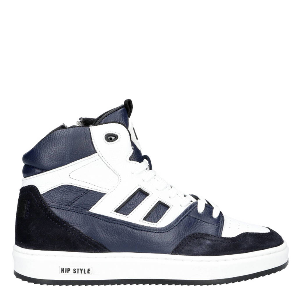 Hip leren sneakers blauw/zwart/wit
