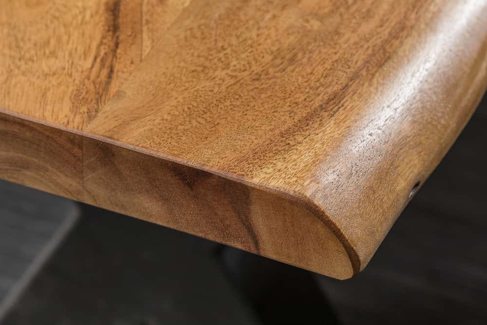 Massive Baumstamm Bank MAMMUT NATURE 160cm Akazienholz 3,5cm dicke Platte