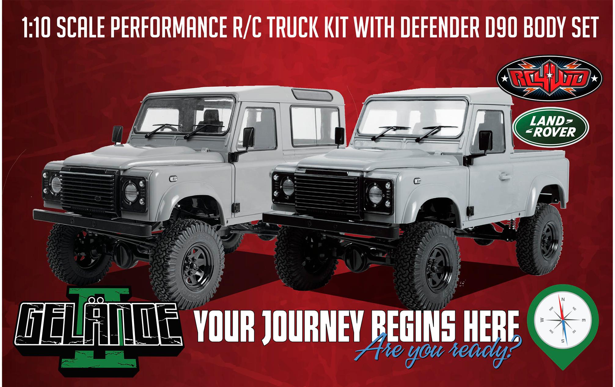 Scale Crawler Gelände II Land Rover Defender D90 Kit, 1:10<br>RC4WD Land Rover Defender D90 Scale Crawler Bausatz im Massstab 1:10