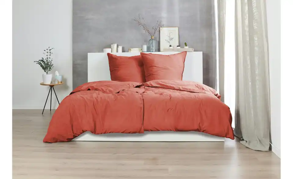 Stone Washed-Bettwäsche 200 cm 200 cm Orange 200x200 cm