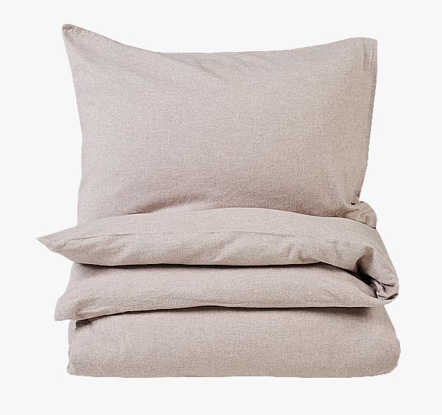 Garnfarget flanell sengesett sand - 140x200 cm