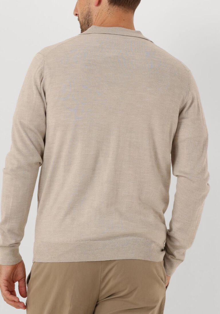 beige profuomo polo polo open collar ls merino
