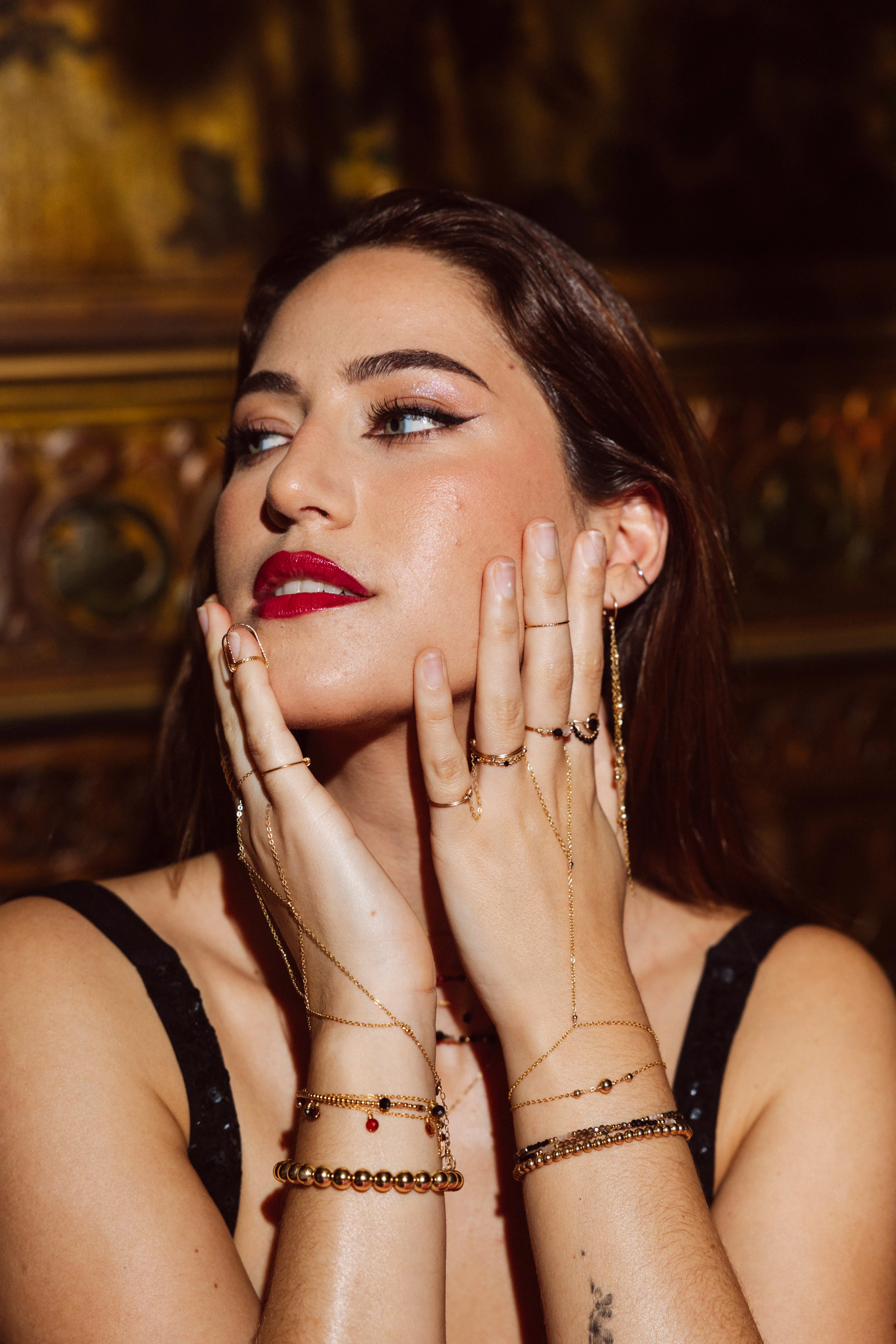 QUEEN - Bracelet perles | Doré