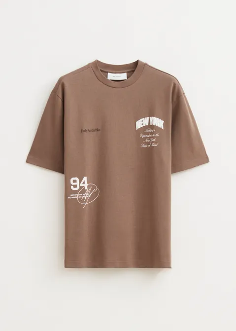 T-shirt met print state bruin (TAU.D)
