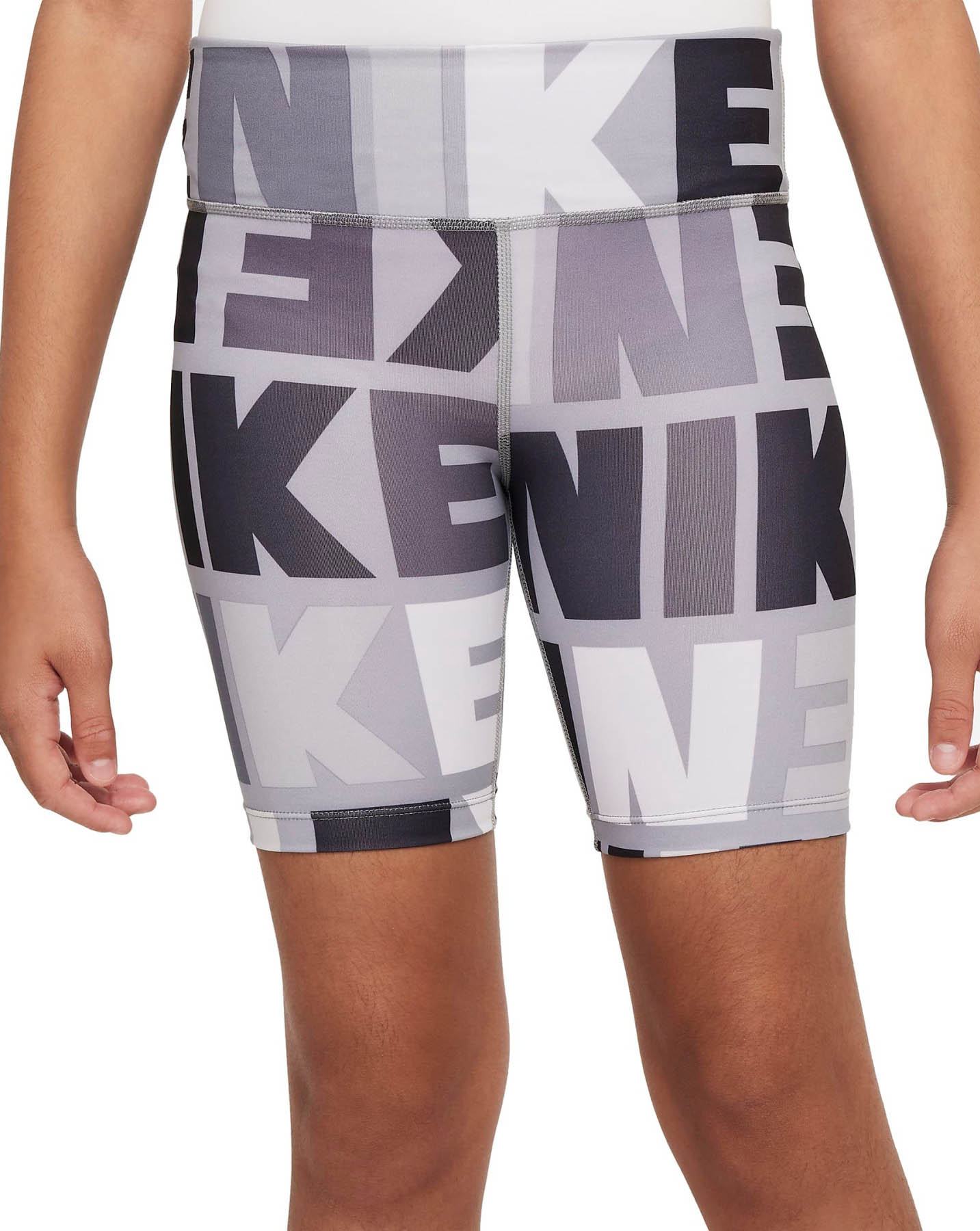 Dri-FIT One Bike Short Logo Print Jente LT Smoke Grey/Black/White