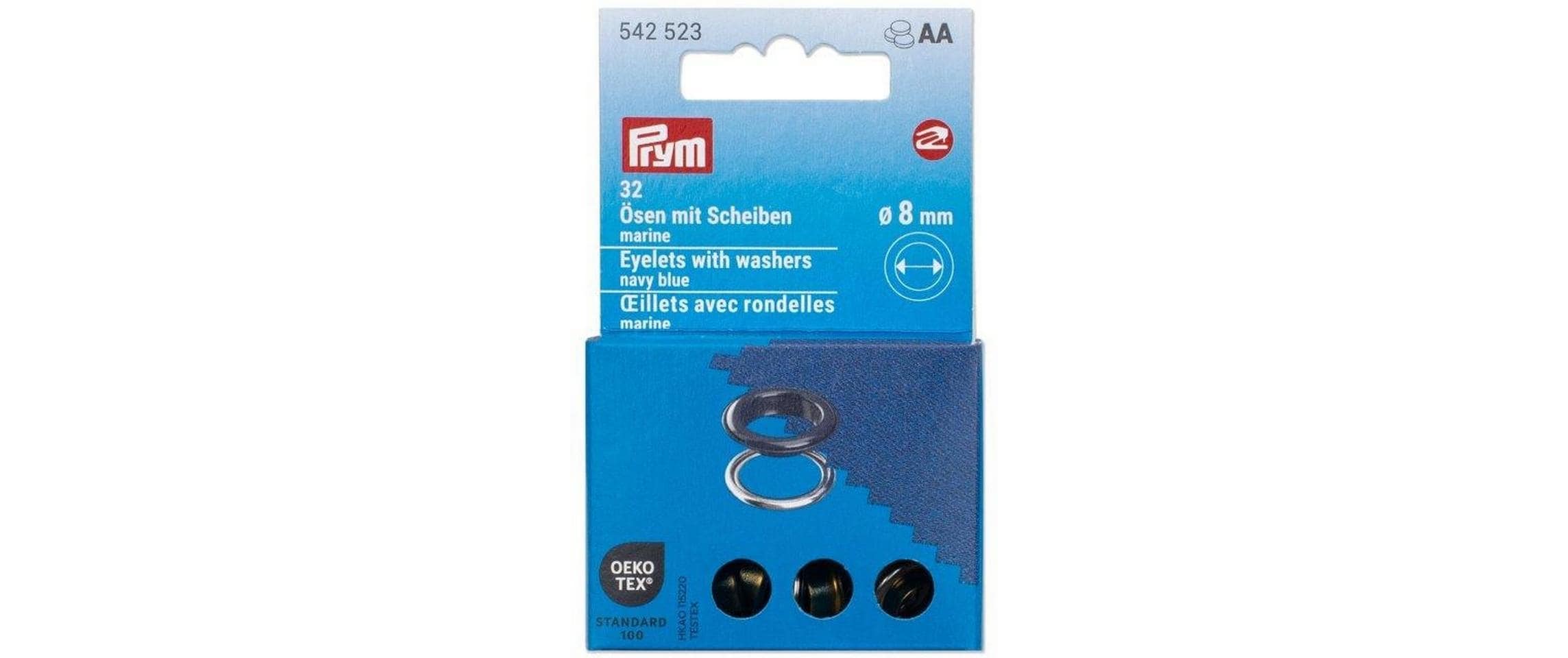 Ösen mit Scheiben, 8 mm Marine, SilberNähfreie Ösen