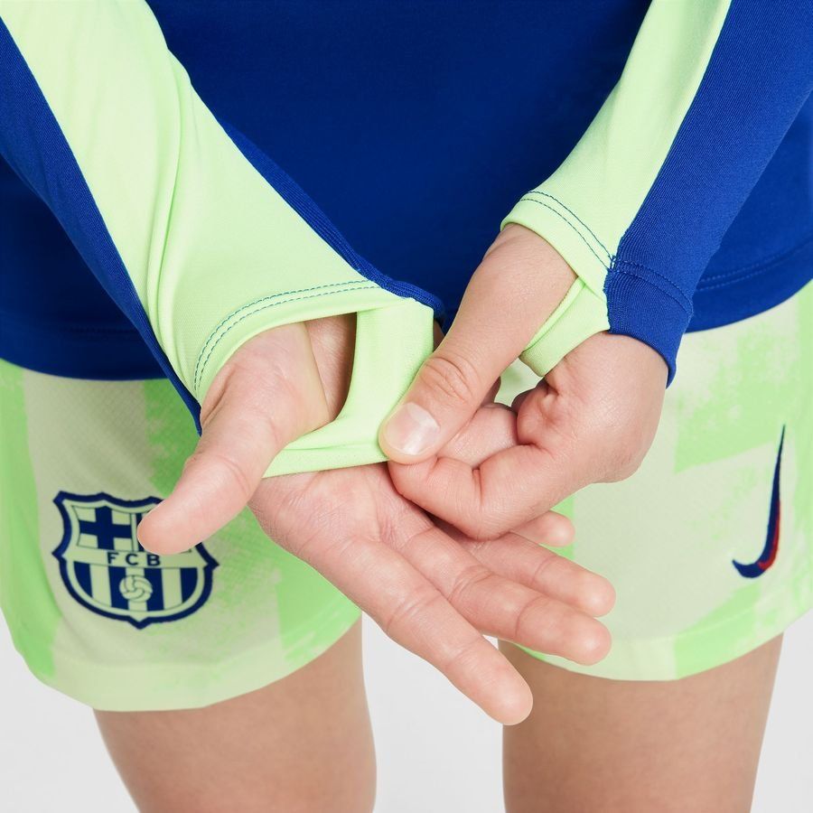 FC Barcelone Maillot d'Entraînement Dri-FIT Strike Drill Avant-Match 3ème - Bleu Royal/Vert Enfant