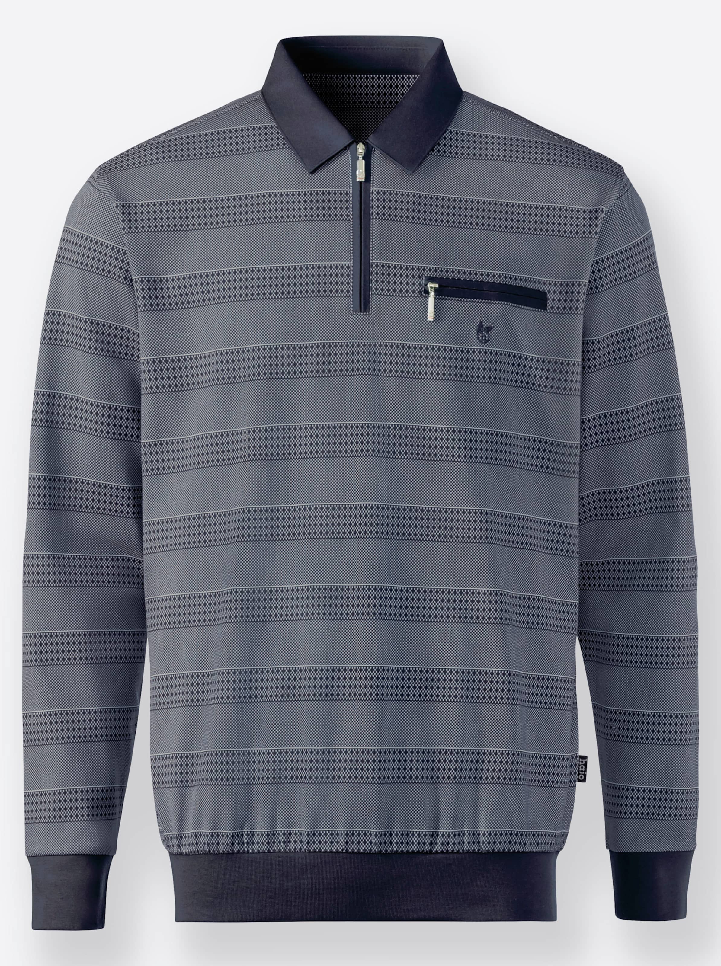 Hajo Langarm-Poloshirt in marine