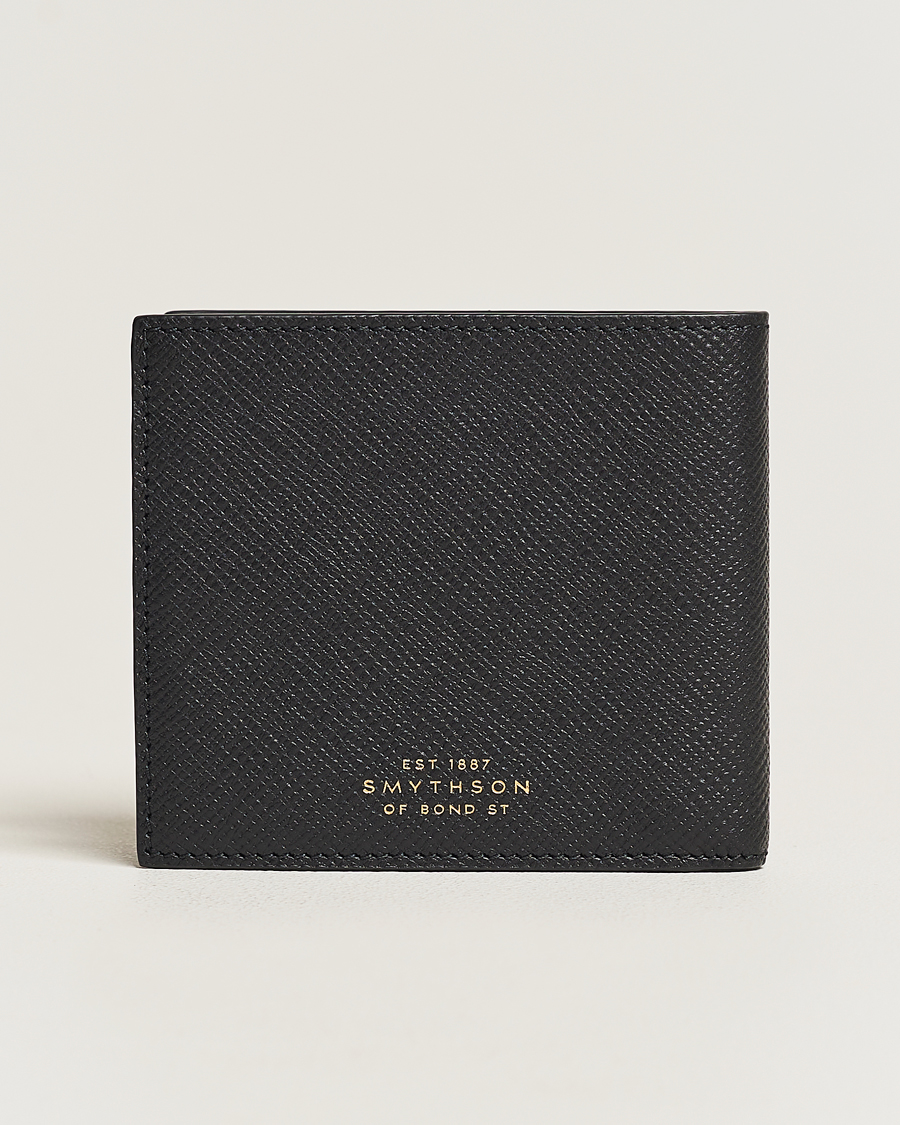 Smythson Panama 6 Card Wallet Black Leather