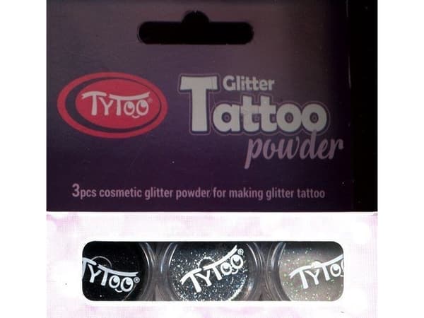 Dante TYTOO GLITTER TATTOOS - 3 FARGER - SVART, GRÅ OG HVIT
