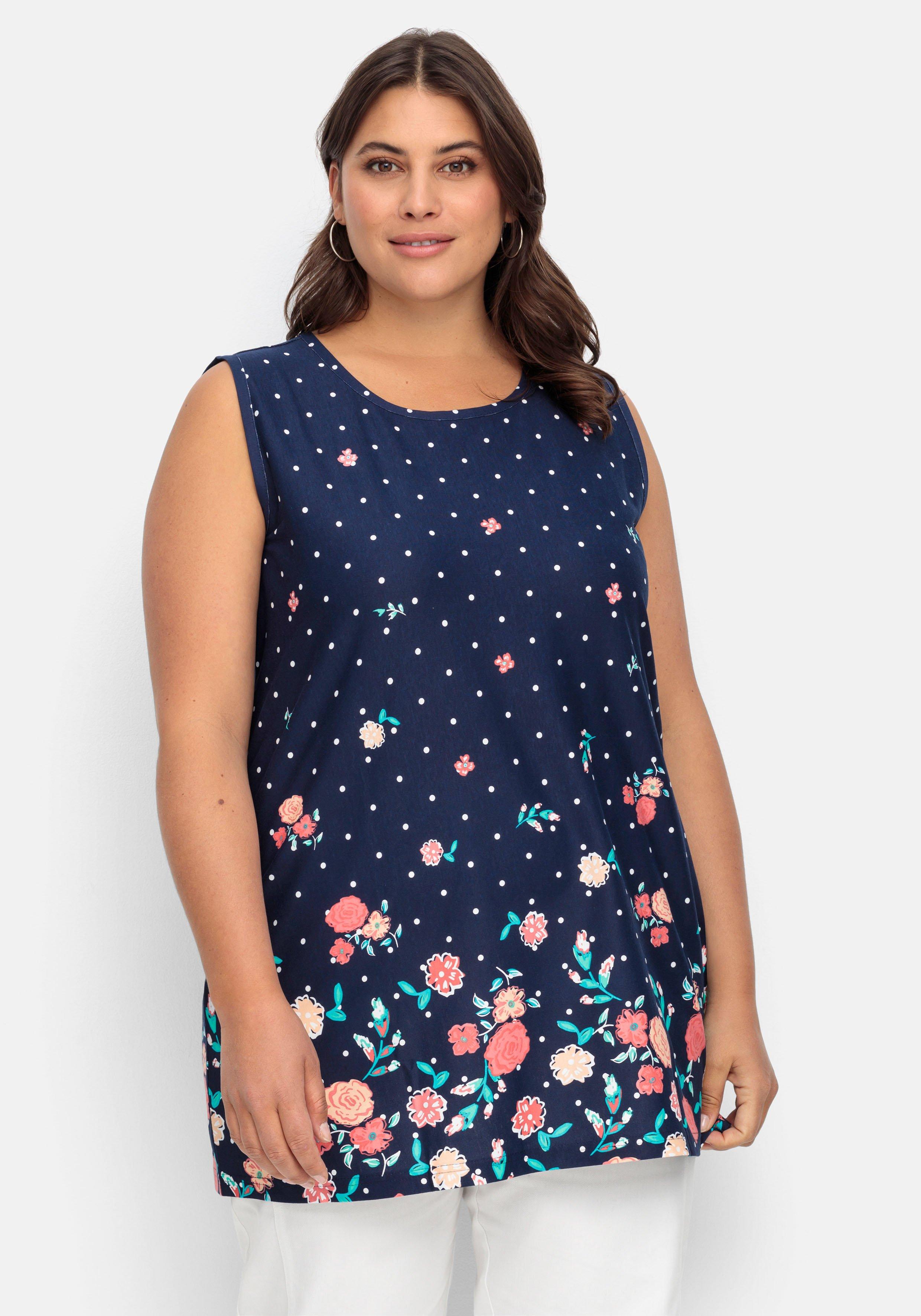 Longtop mit Blütenprint und Punkten
