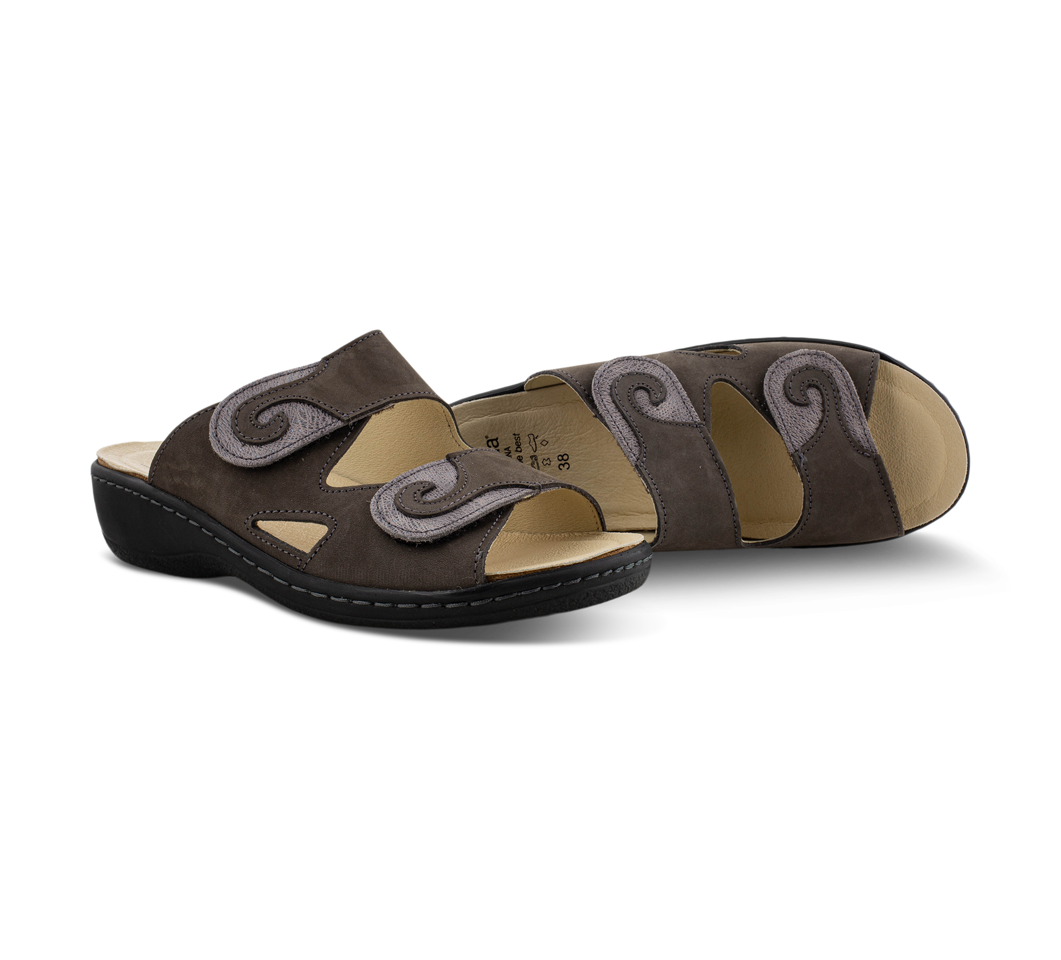 Belvida Offene Hausschuhe beige/taupegrau