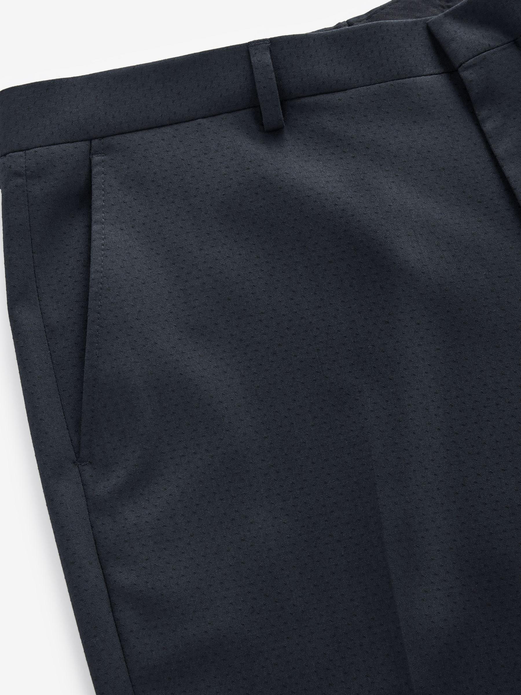 Marineblauw - Smoking met smalle pasvorm en patroon: broek