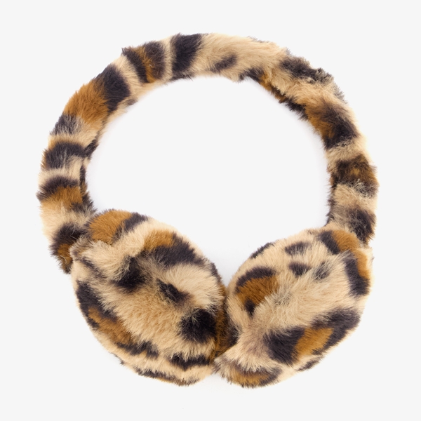Meisjes oorwarmers met luipaardprint