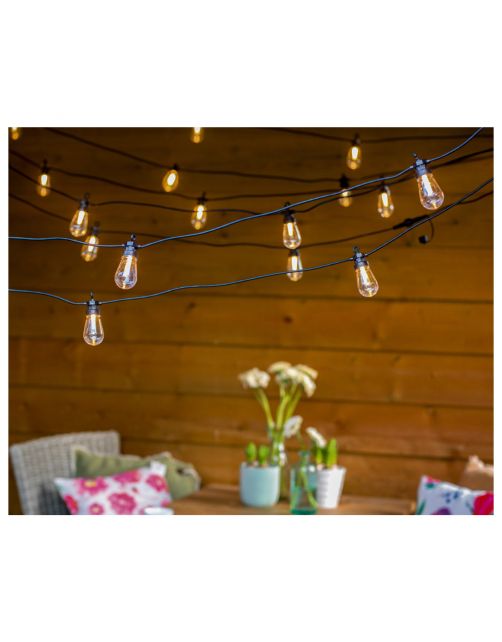 Lumineo Led Partylight Steady - Tuinverlichting - 9.5 m Zwart Warm Wit 20 Led