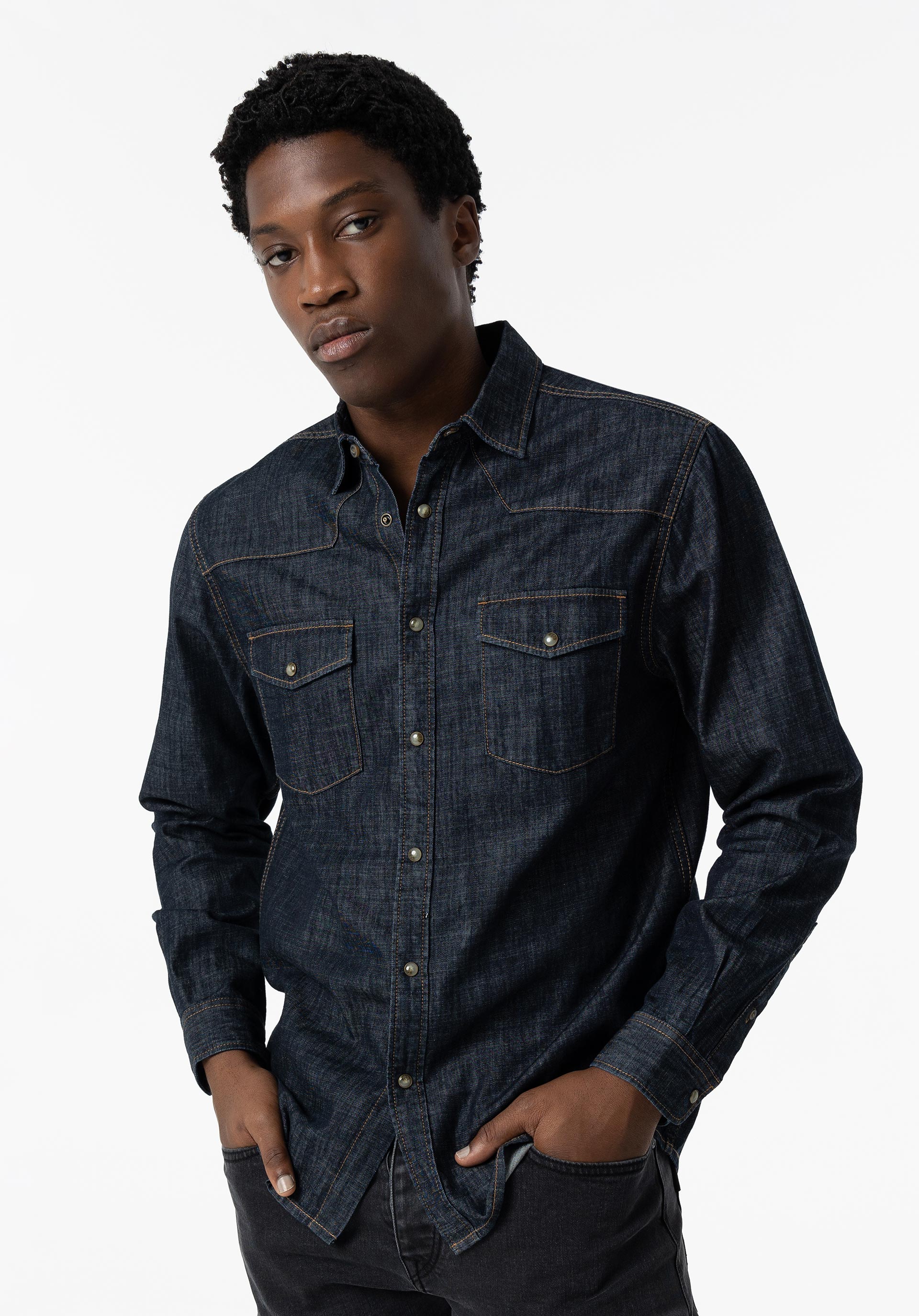 Camisa de Ganga Regular Fit com Bolsos