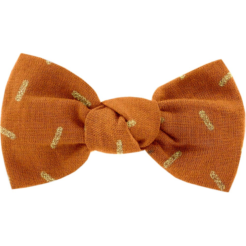 Barrette Petit Noeud Paille Dorée Caramel