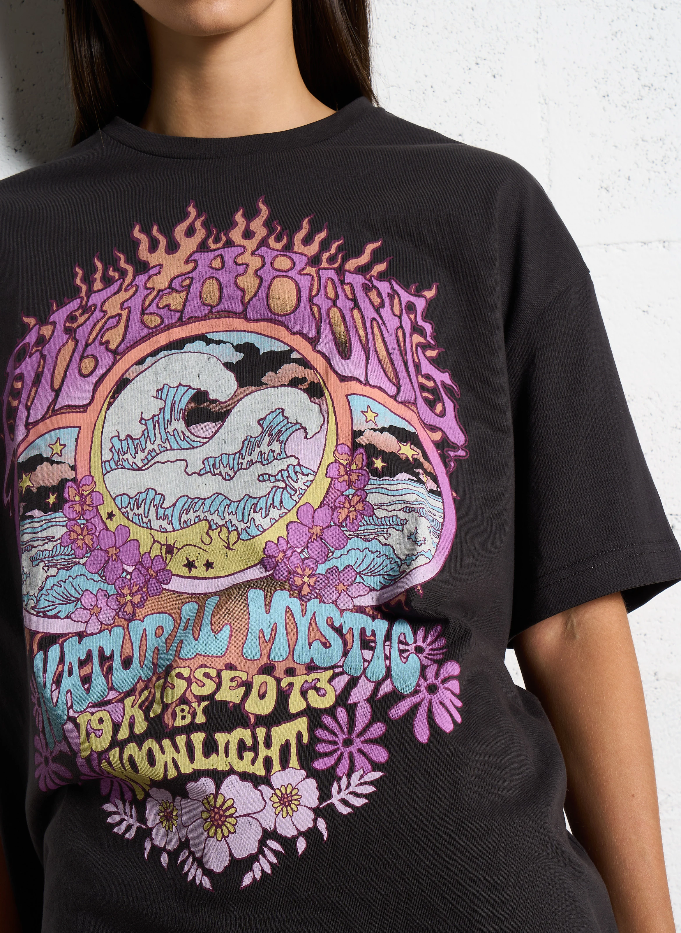 NATURAL MYSTIC - Tee-shirt oversized imprimé en coton | Noir