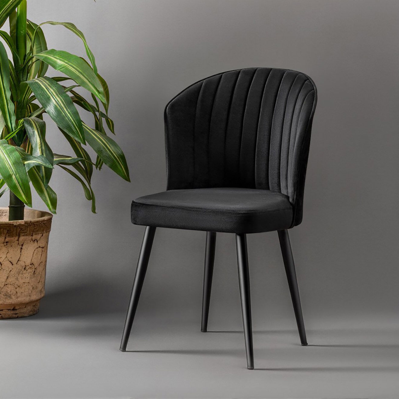 Wooden Art 4 Chaises Rubi noires - 52x85x42 cm