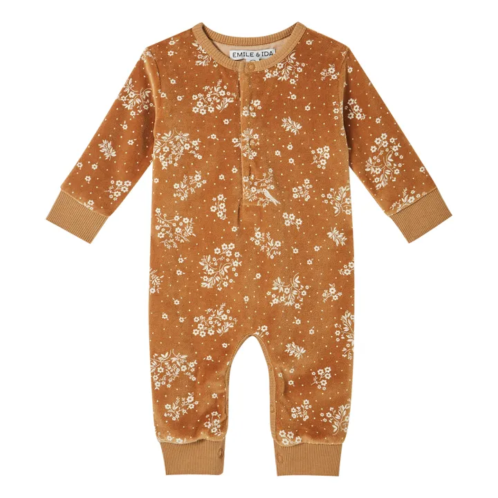 Emile et Ida Combinaison Velours Fleurie | Camel