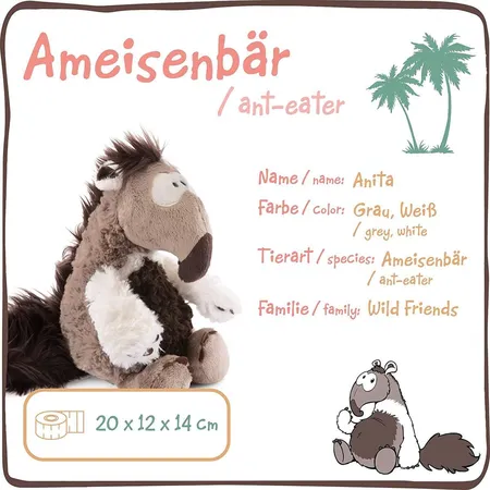 NICI Schlenkerplüschtier Ameisenbär Anita, 20 cm