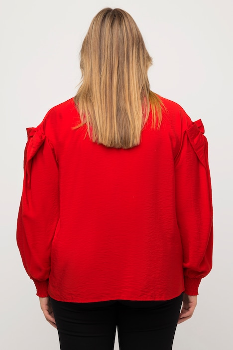 Bluse, Zierschleife, Cut-Out, V-Ausschnitt, Langarm