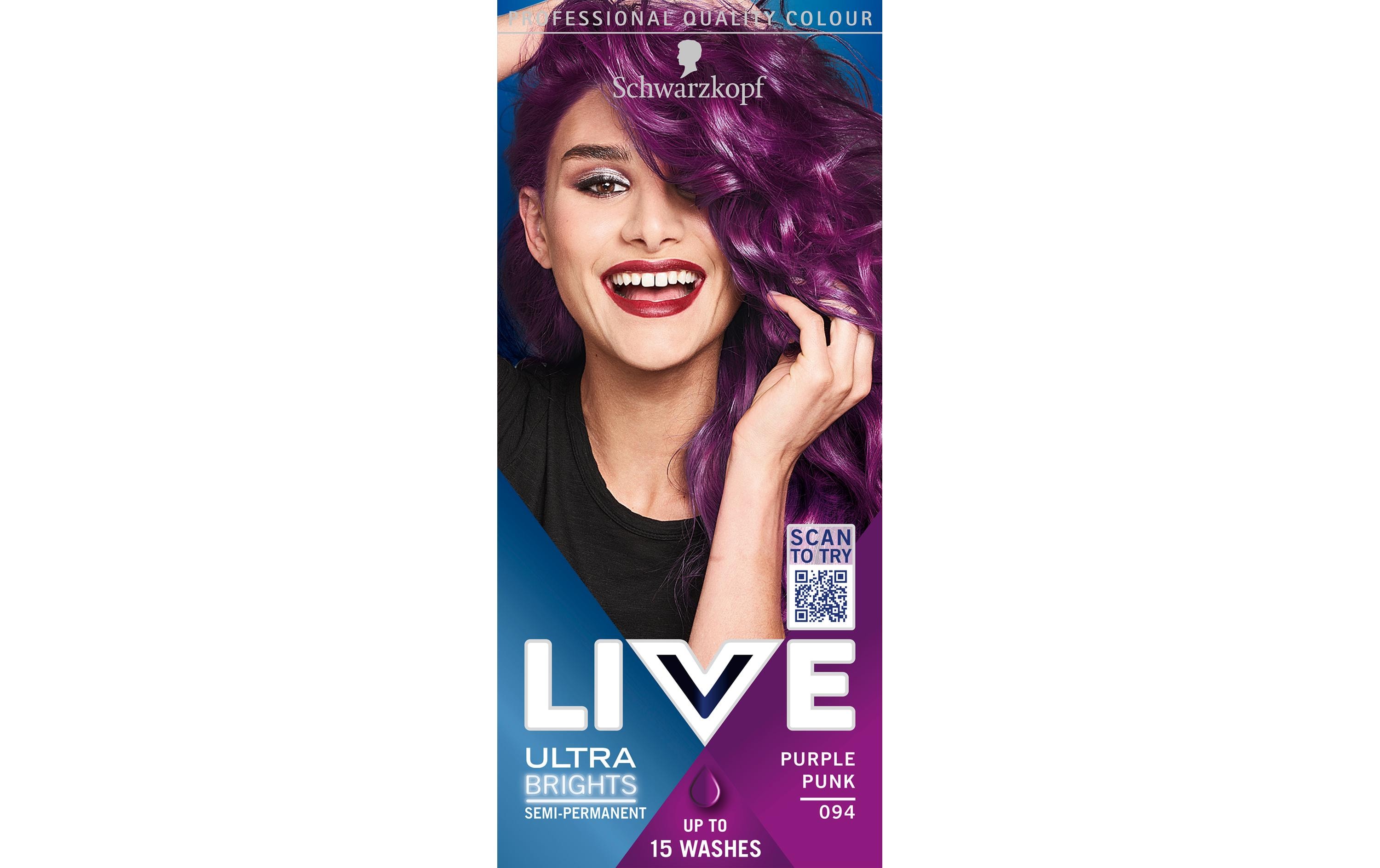 Haarcoloration Ultra Brights 094 Purple PunkIntensive oder pastelle Haarfarbe je nach Wahl