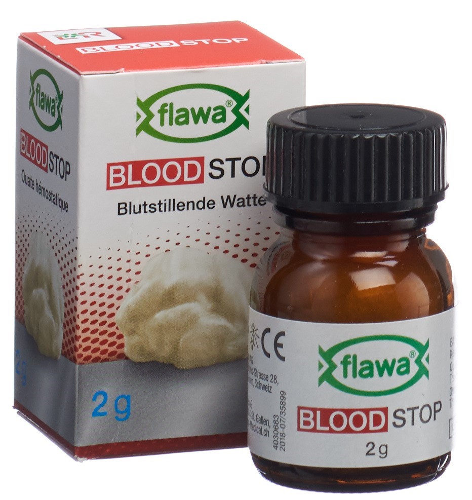 FLAWA Blood Stop Blutstillende Watte sterilisiert Glas 2 g