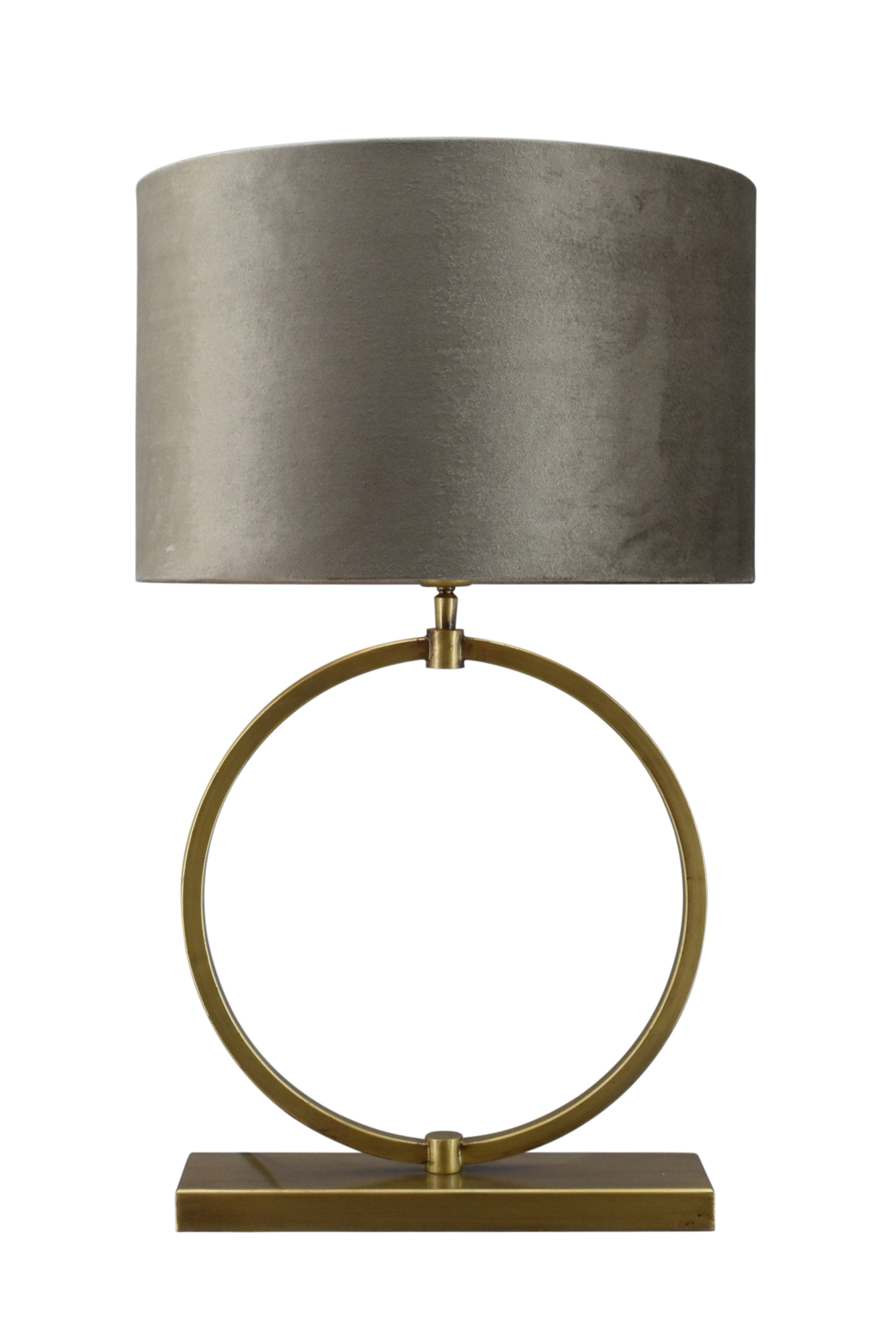 Tafellamp Devon medium bronze + kap Cilinder 40x40x25cm Fendi velours earth ( gouden binnenkant )