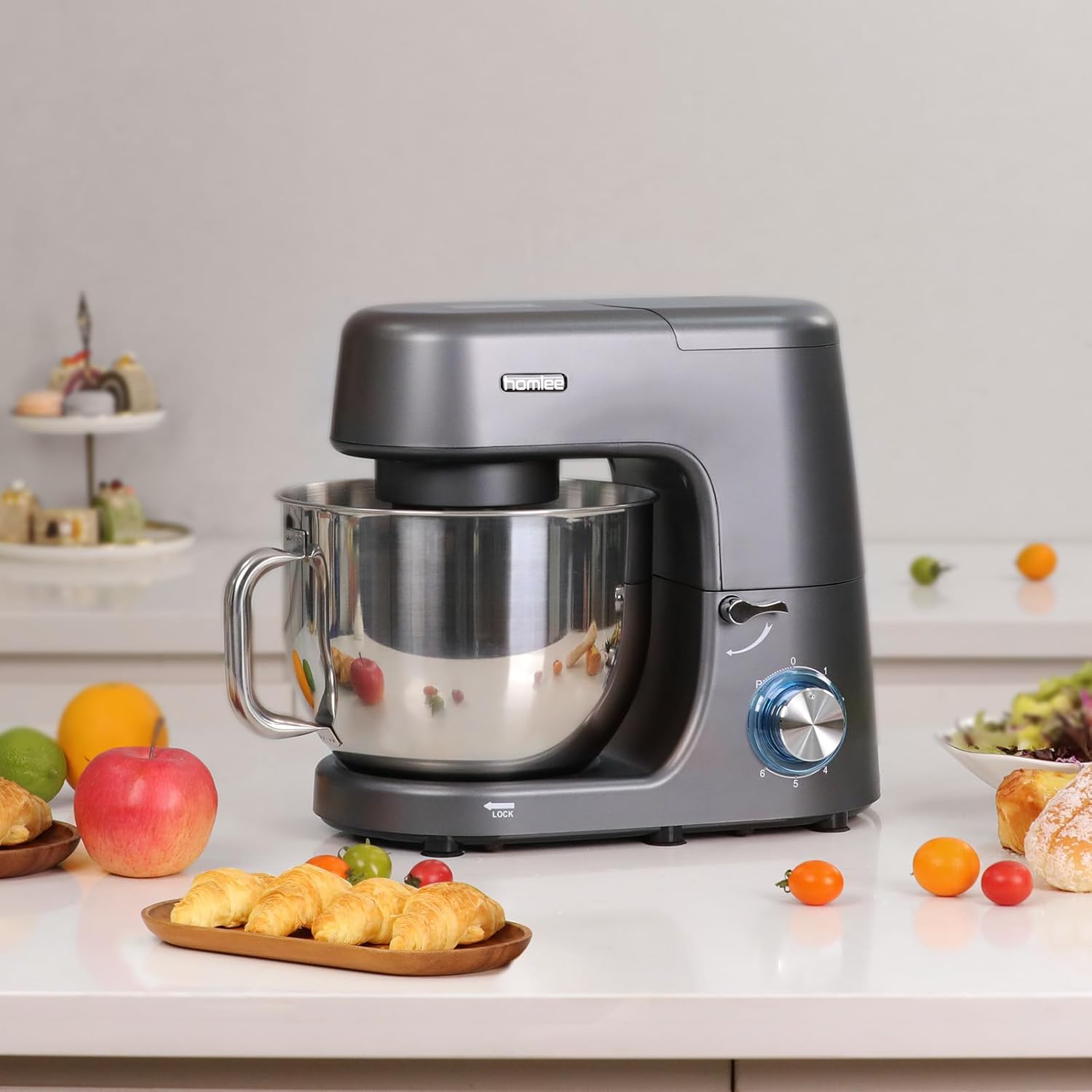 Küchenmaschine,2000W Knetmaschine Mit Knet- Und RüHrfunktion Leistungsstarke Mit GroßEr 7.2 Liter EdelstahlschüSse Inkl. RüHraufsatz, Knethaken & Schneebesen,Spritzschu