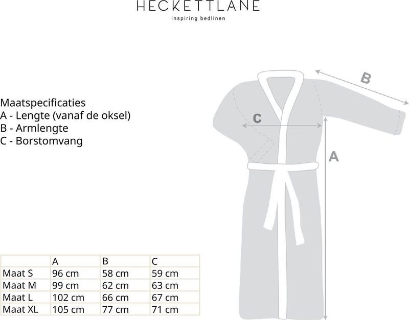 Heckettlane - Badjas Wafel - Zwart - Ochtendjas van Katoen - Geschikt voor de Sauna