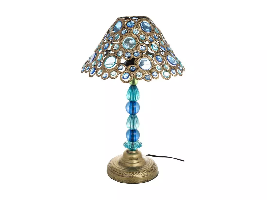 Lampe en métal bleu avec verre acrylique coloré