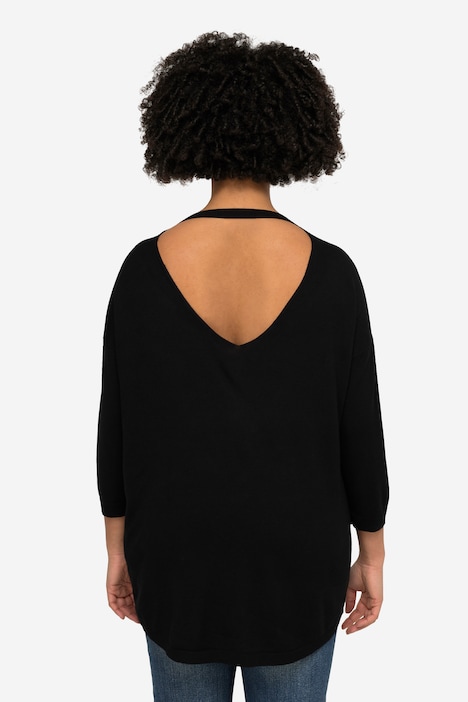Pullover, oversized, doppelter V-Ausschnitt, Langarm