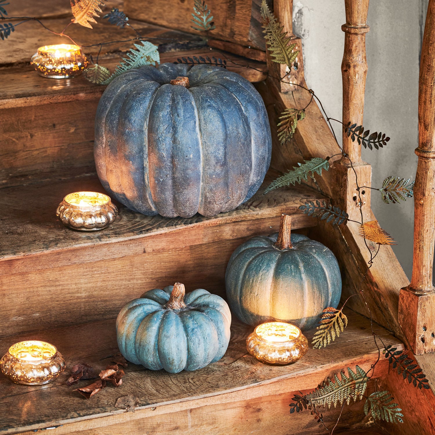 Kürbis 3er Set Pumpkin blau