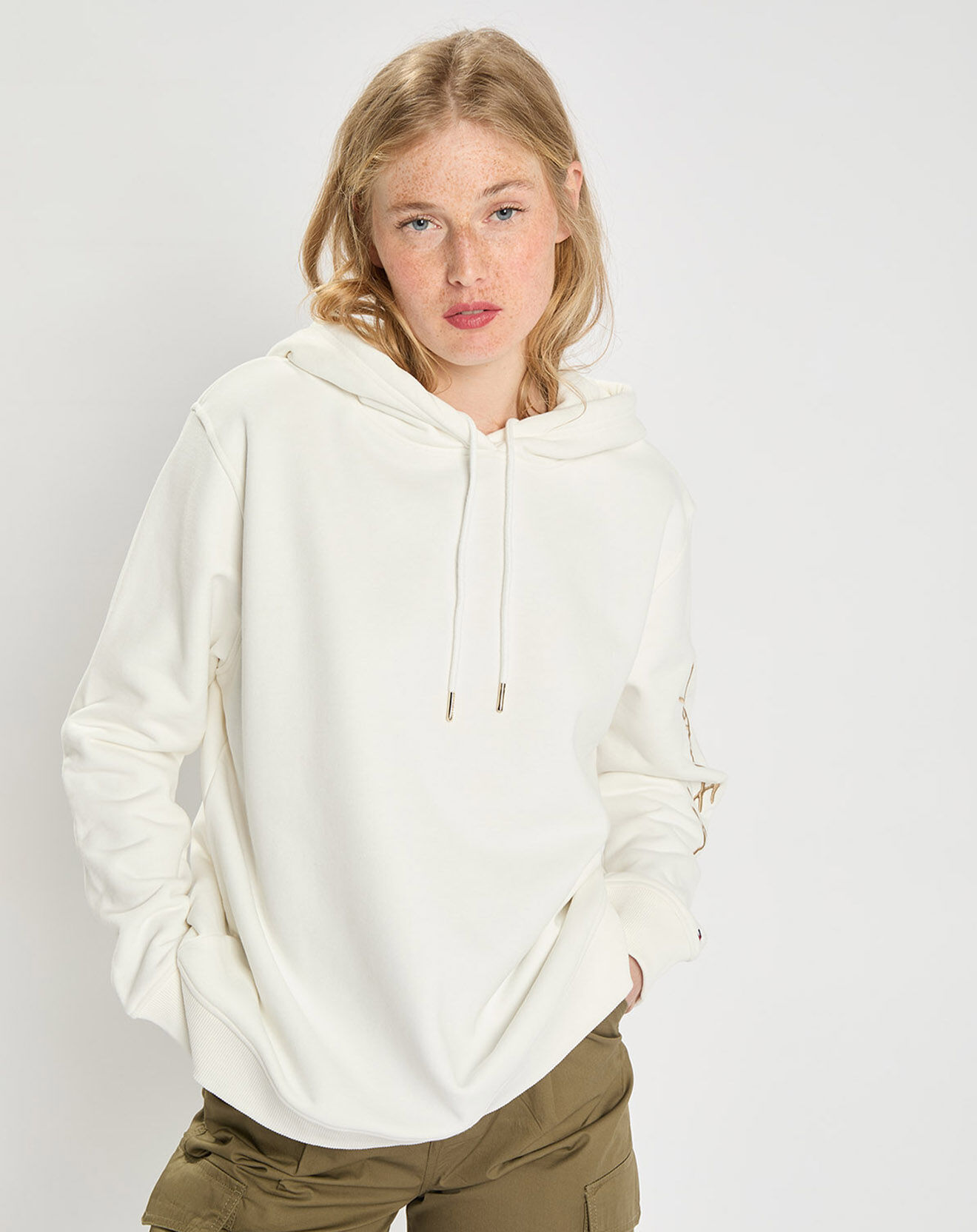 Tommy Hilfiger Sweat 100% Coton Bio Script écru