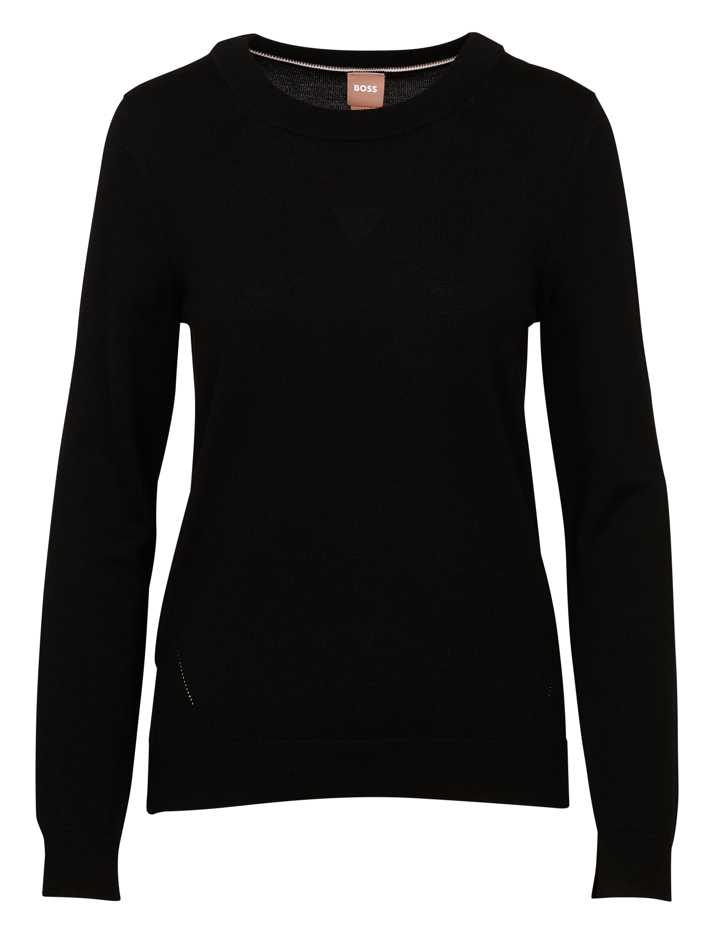 Pull droit col rond en laine | Noir