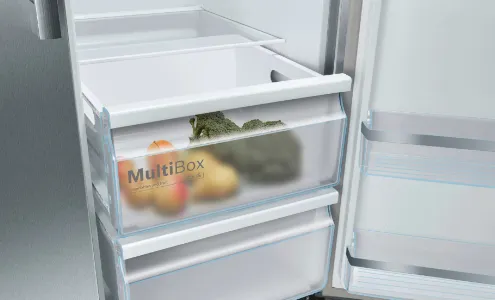 Bosch Serie | 6 KAG93AIEP - Køleskab/fryser - side ved side med vanddispenser, isdispenser - fritstående - bredde: 90.8 cm - dybde: 70.7 cm - højde: 178.7 cm - 531 liter - Klasse E - rustfrit stål
