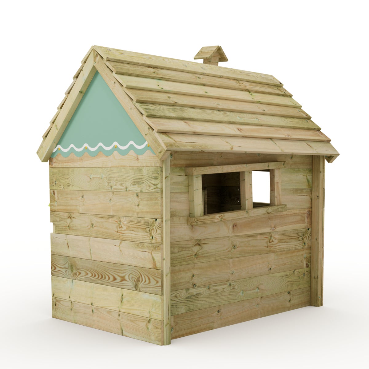 WICKEY Kinderspeelhuis met houten dak en raam - Pastelroze