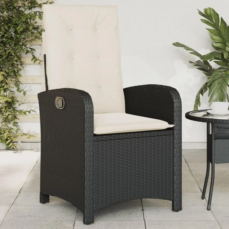 vidaXL - Verstelbare tuinstoelen met kussens - Zwart - Poly rattan - 2 stuks