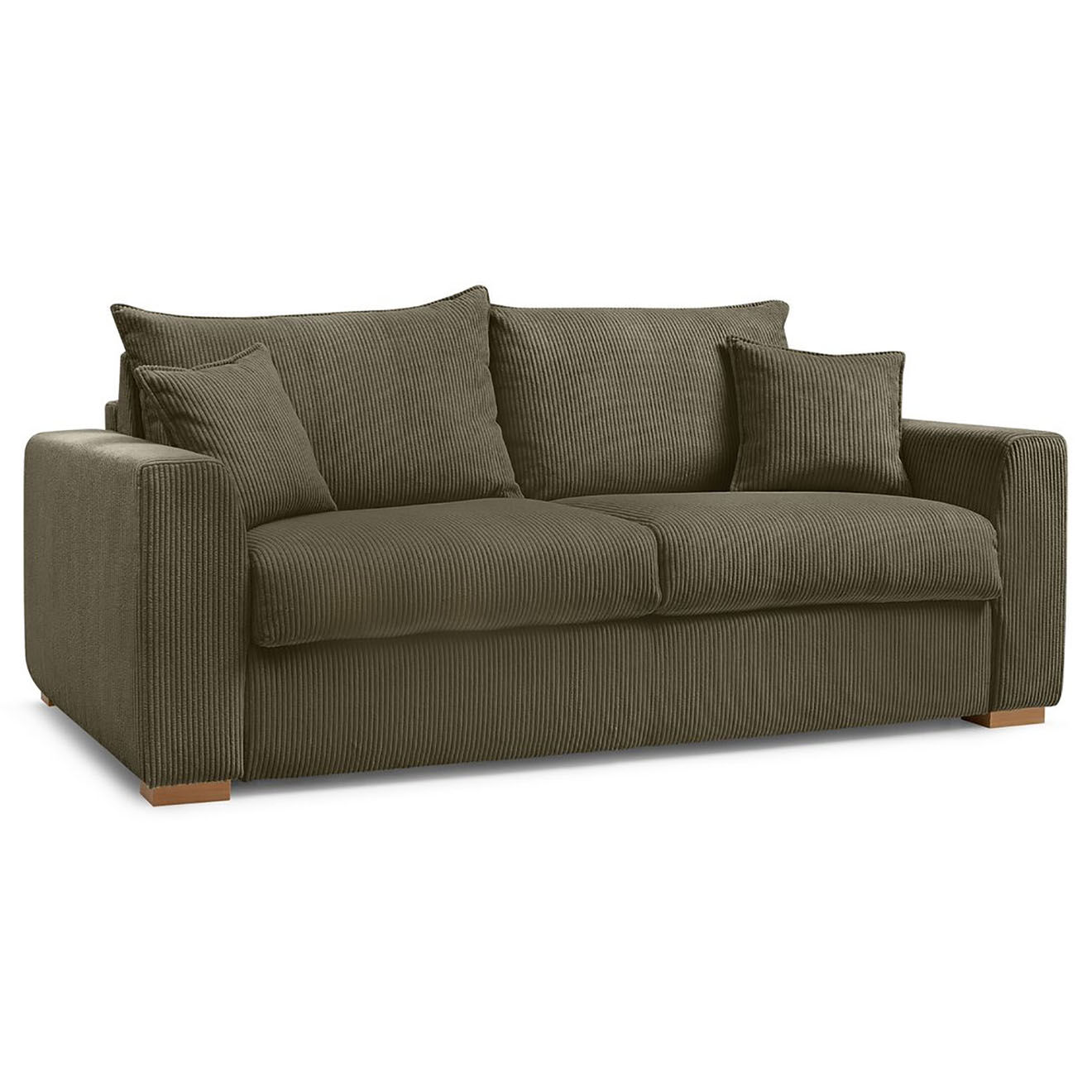 Bobochic Canapé droit convertible express en Velours côtelé 3 places Augustin vert - 205x96x97 cm