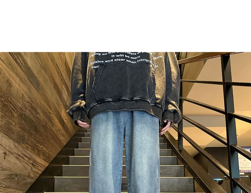 YERGO - Mid Rise Washed Wide Leg Jeans