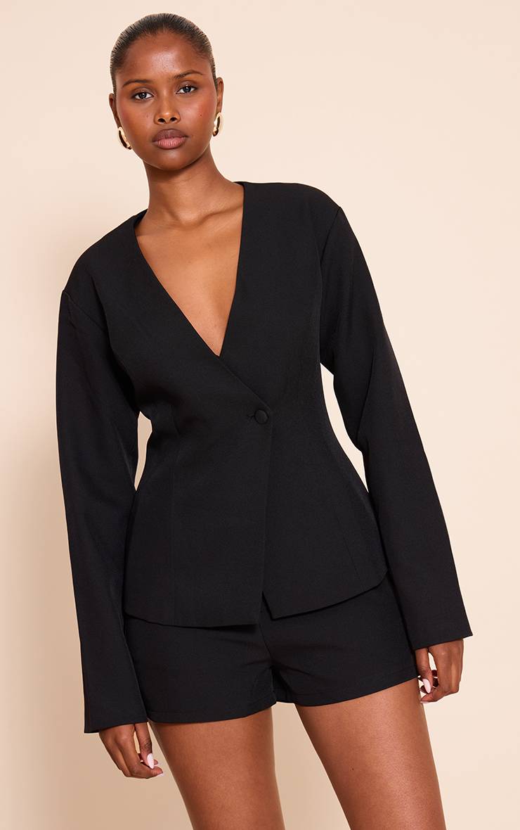 Noir Short Taille Mi-haute Ajusté Coordonné