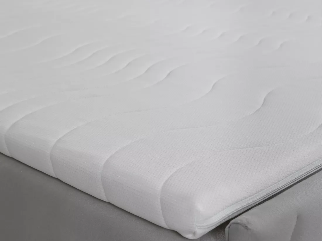 Ensemble complet literie déco tête de lit + sommiers coffre + matelas + surmatelas - 180 x 200 cm - Velours - Gris clair - MAKANA de YSMÉE
