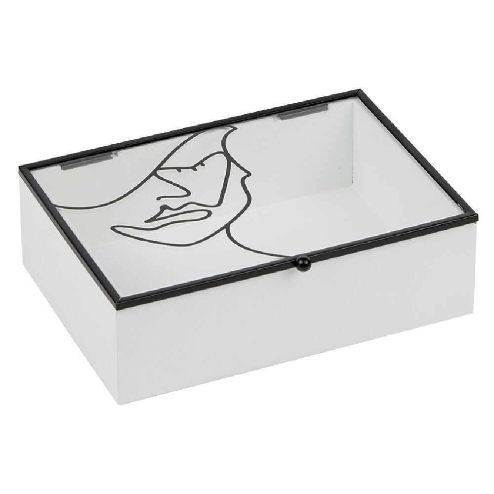 Boîte en bois couvercle déco feuille 17x12xH5,5cm