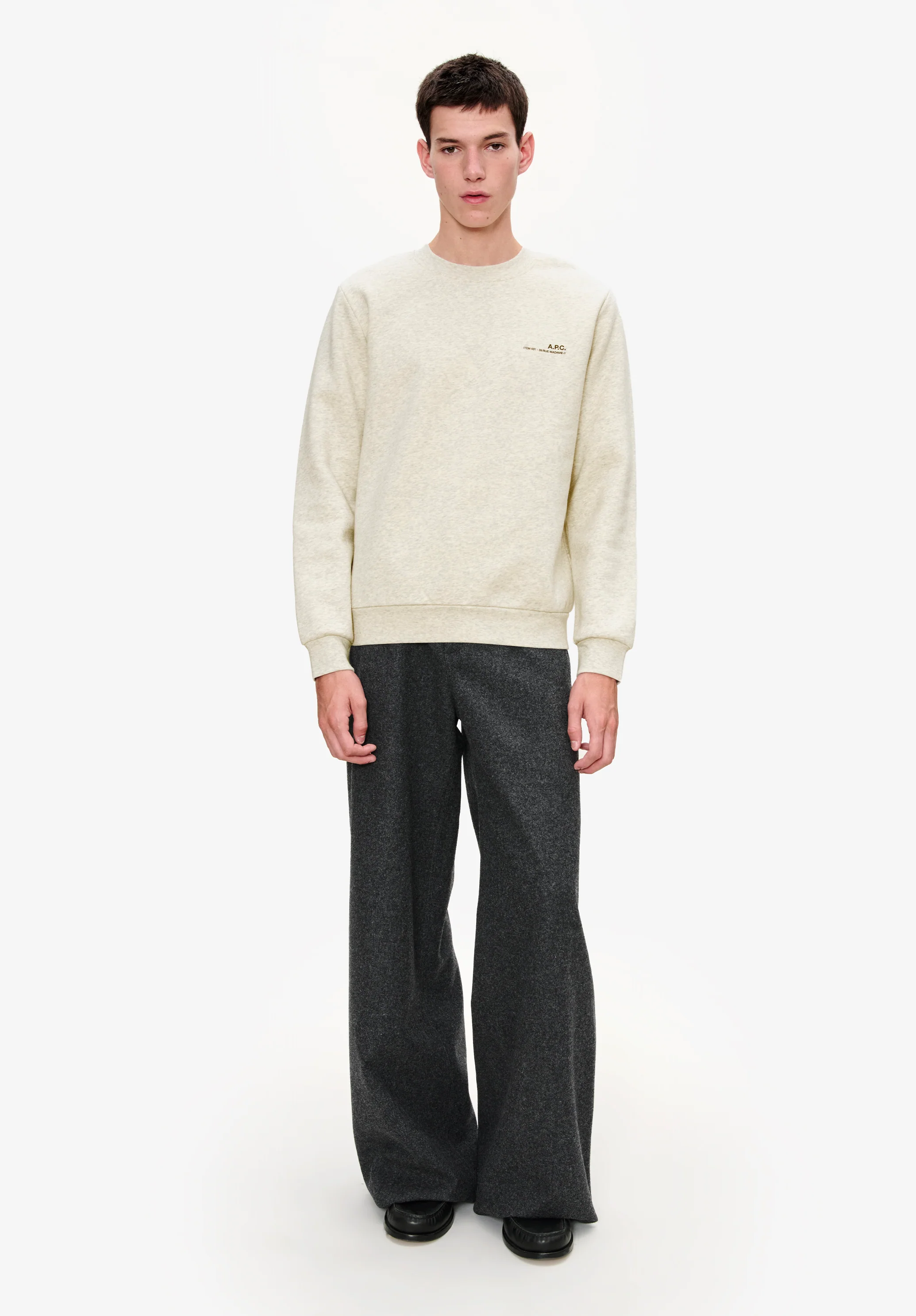Sweat standard item unisexe - Ecru chine / marron