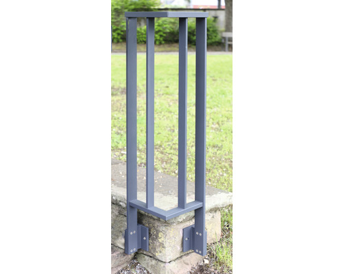 Pertura Triton antraciet aluminium leuningset voor zijmontage, 26x26 cm
