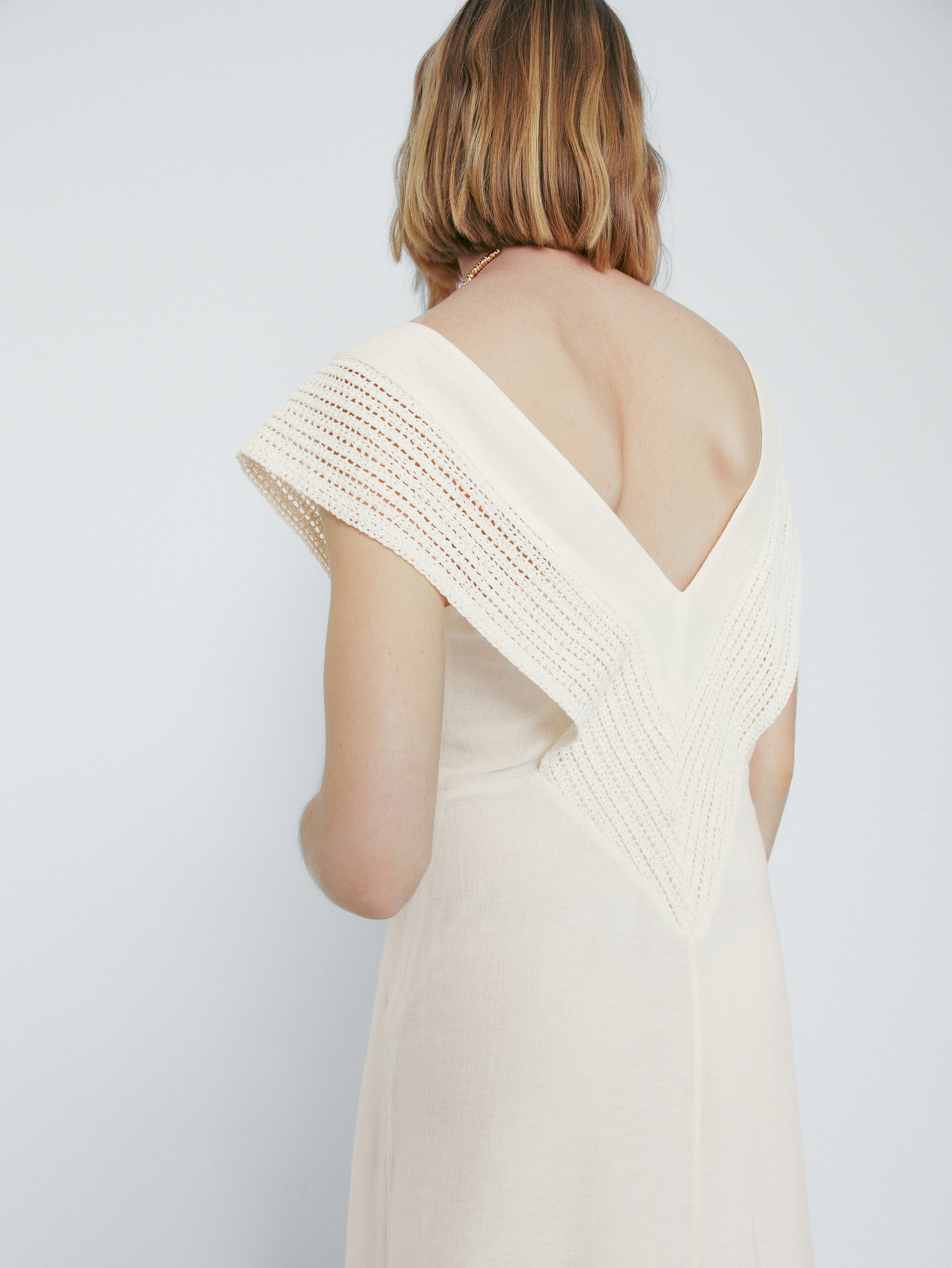 Vestido amplo de crochê - BRANCO